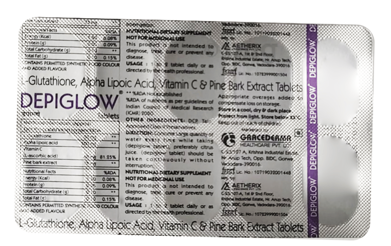 depiglow glutathione Depiglow Tablet: Buy strip of 10.0 tablets at best price in India