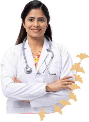 lady doctor with gradient background